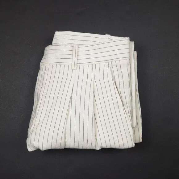 Madewell Superwide-Leg Trouser in Pinstripe Linen Blend Womens 4 Ivory Black - Picture 16 of 16